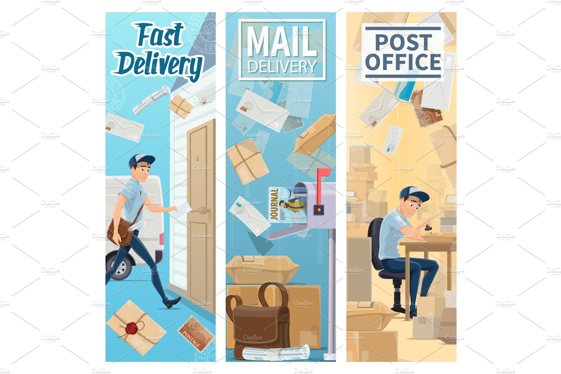 Post office, postman. Mail delivery cover image.