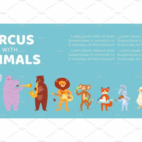 Circus with animals, music banner cover image.