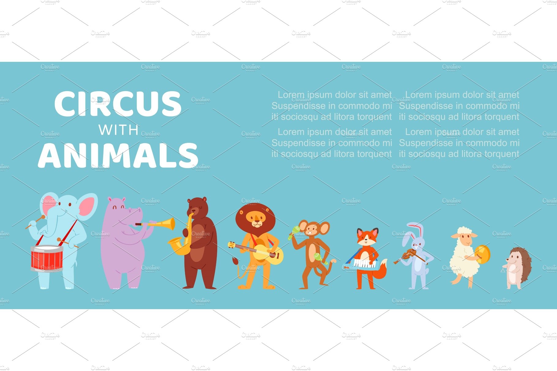 Circus with animals, music banner cover image.