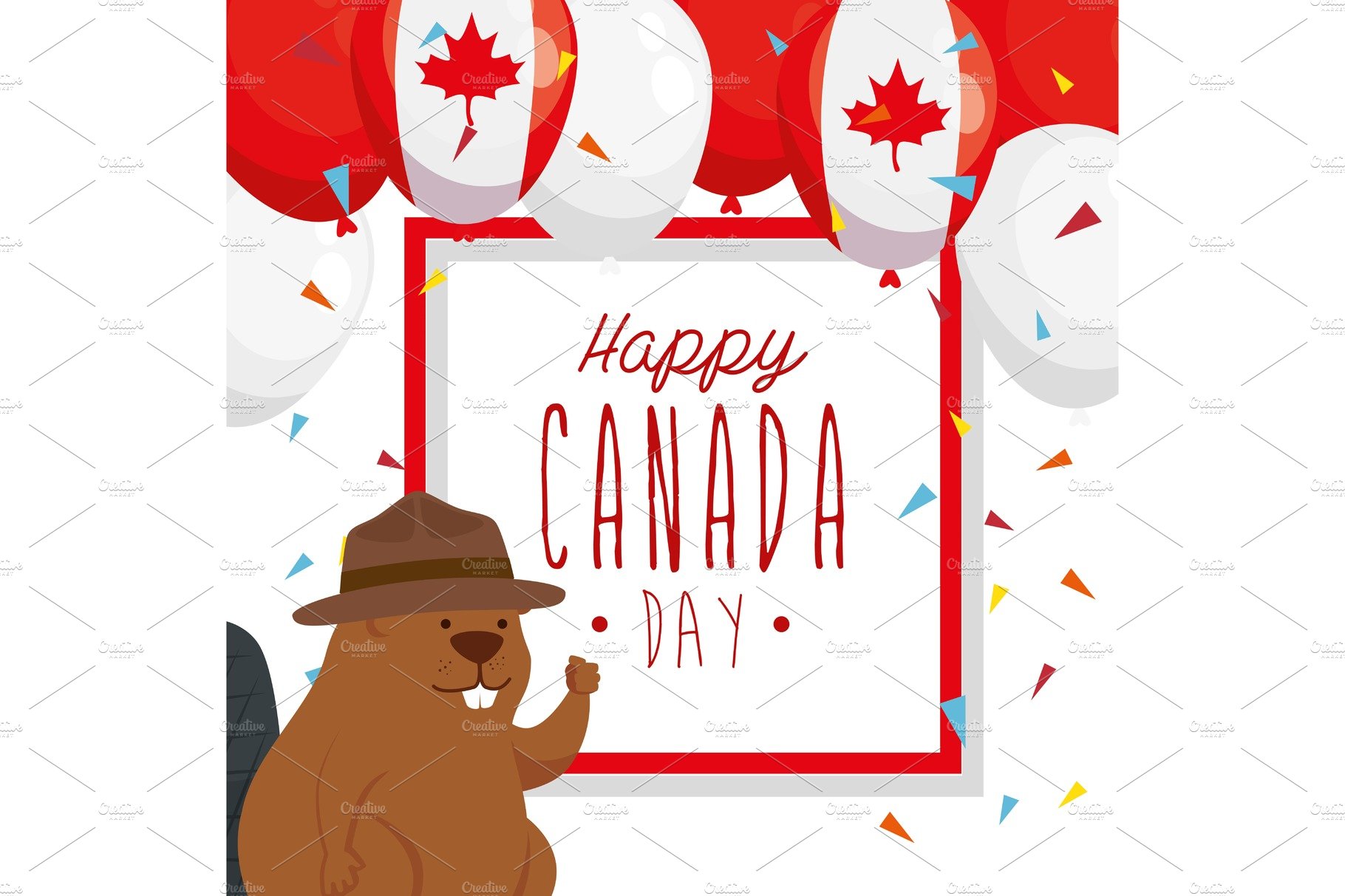 happy canada day with beaver and cover image.