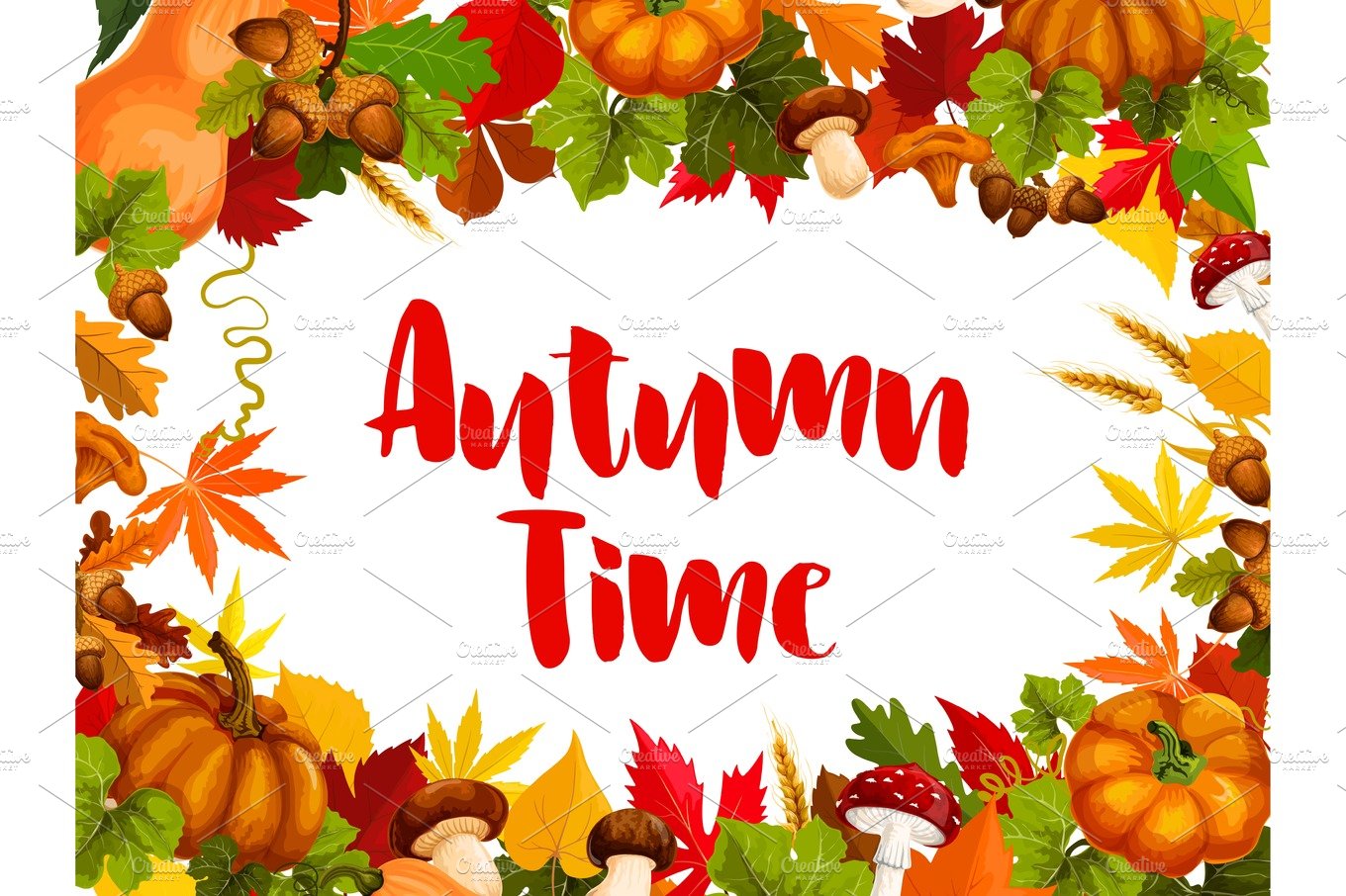 Autumn time poster for fall nature season template cover image.