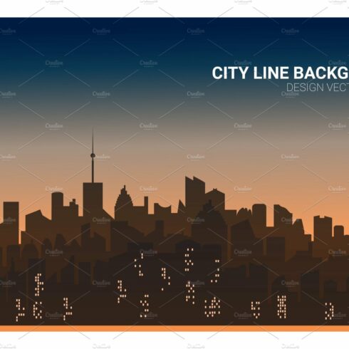 Sunset city silhouette background cover image.