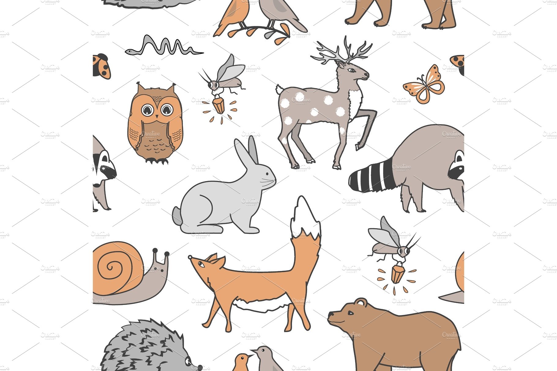 Forest animals seamless pattern cover image.