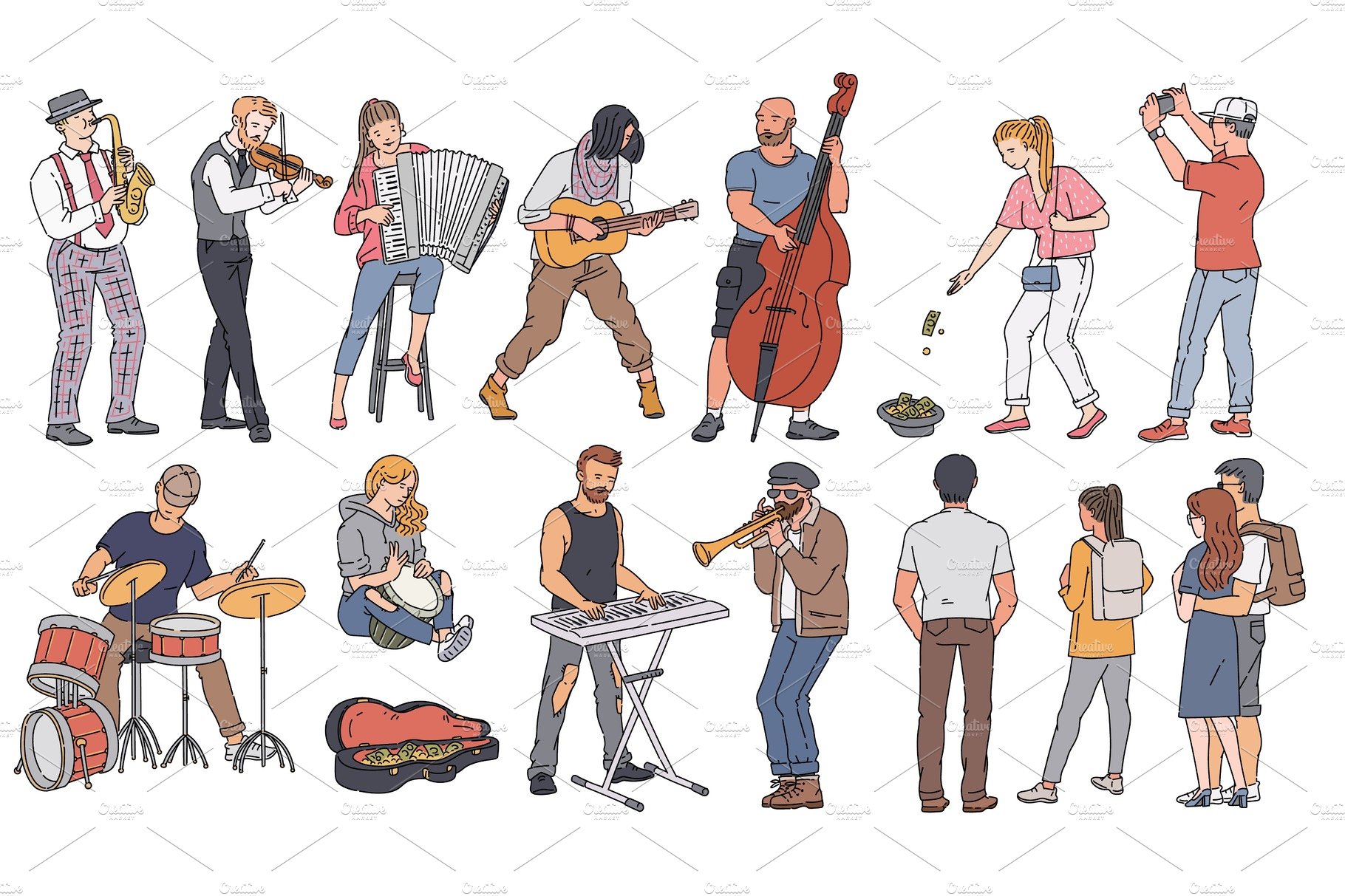 Street musician characters play cover image.