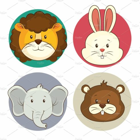 cute adorable animal icon set cover image.