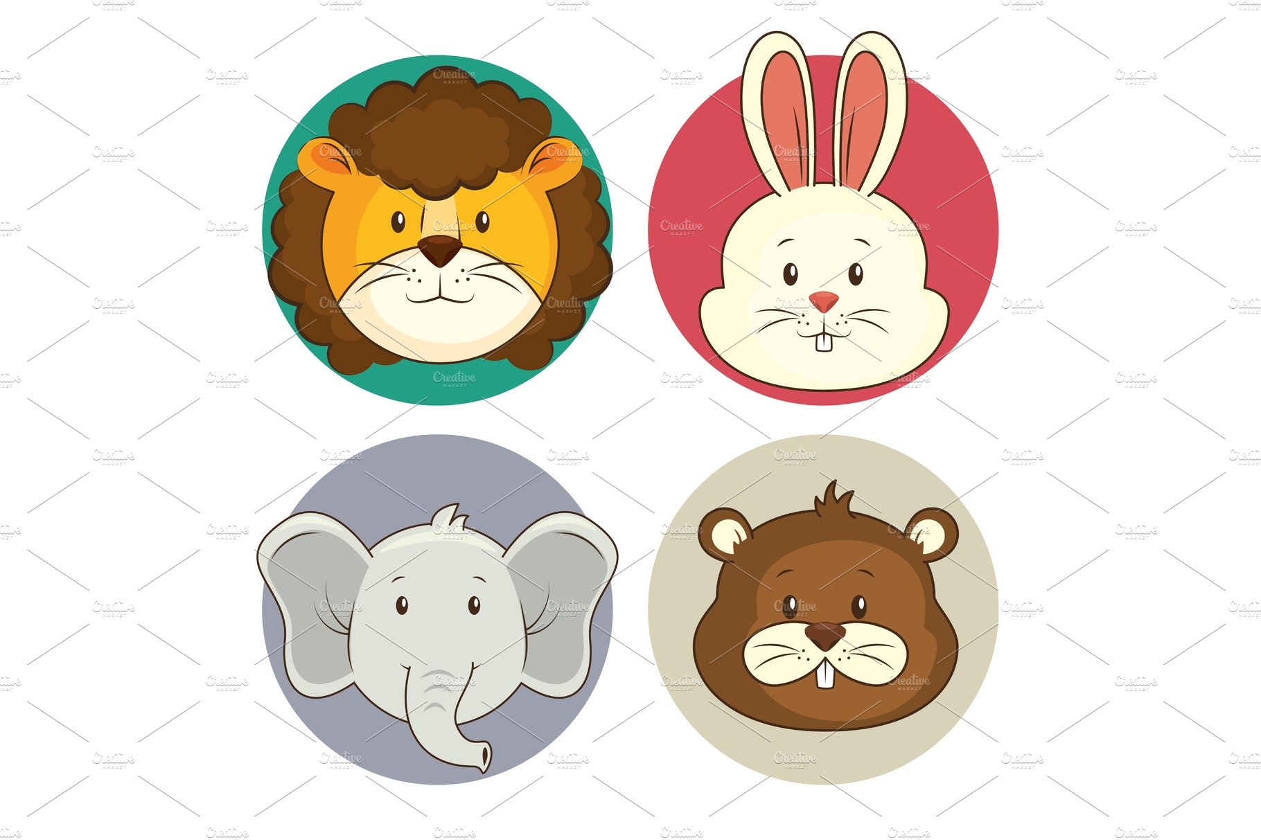 cute adorable animal icon set cover image.