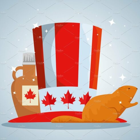 patriotic hat with jar and beaver to cover image.