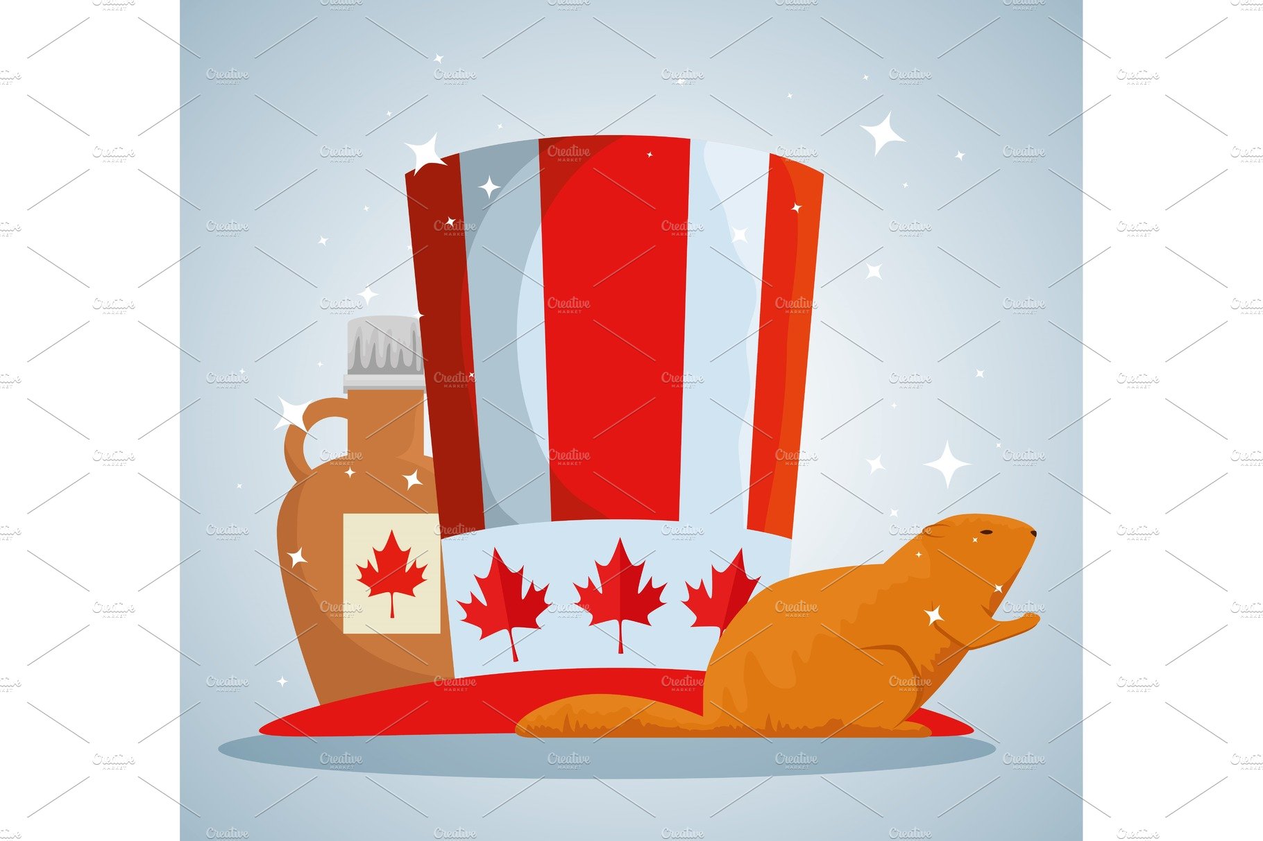 patriotic hat with jar and beaver to cover image.