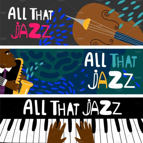 Jazz piano, saxophonist banners cover image.