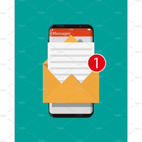 Paper envelope letter in smartphone cover image.