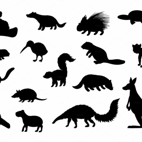 Animals black silhouettes cover image.