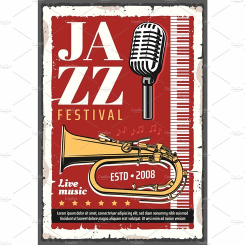 Jazz music festival retro poster cover image.