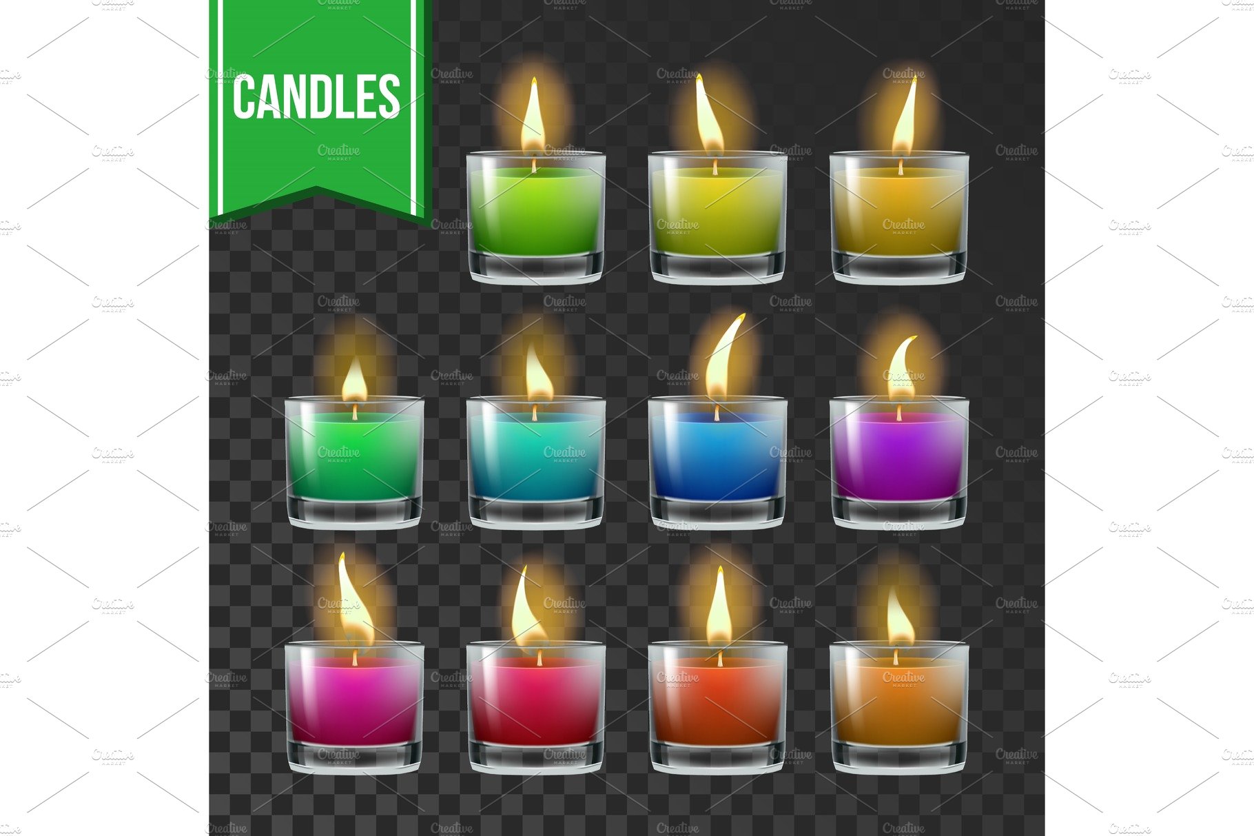 Candles Set Vector. Glass Jar cover image.
