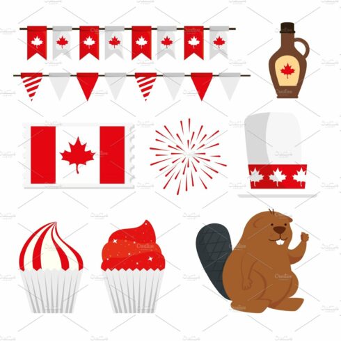 canada day design elements, vector cover image.