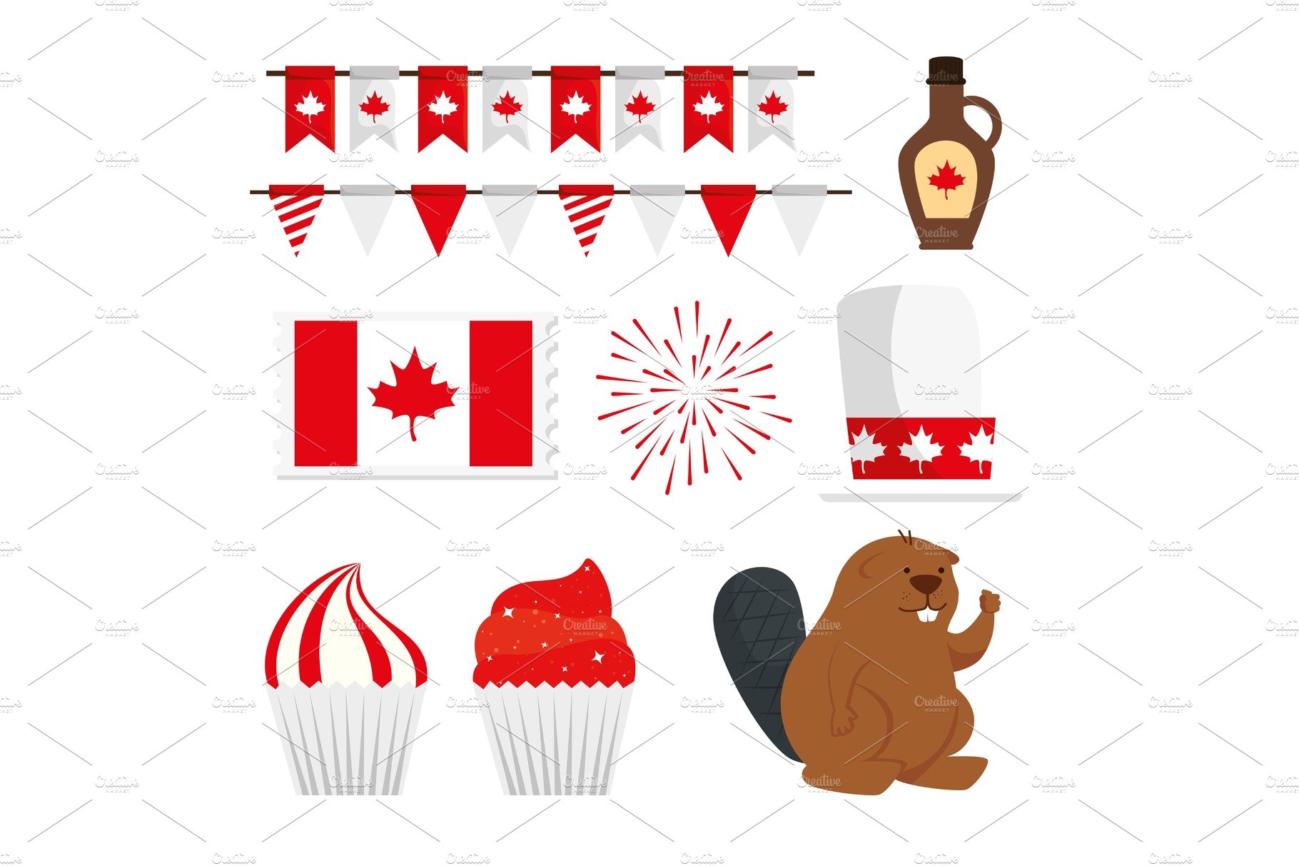 canada day design elements, vector cover image.