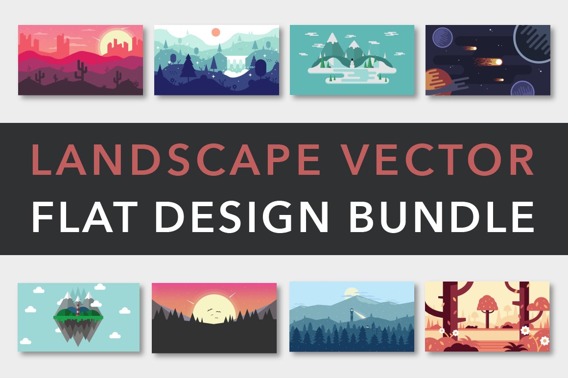 Landscape Vector Flat Design Bundle cover image.