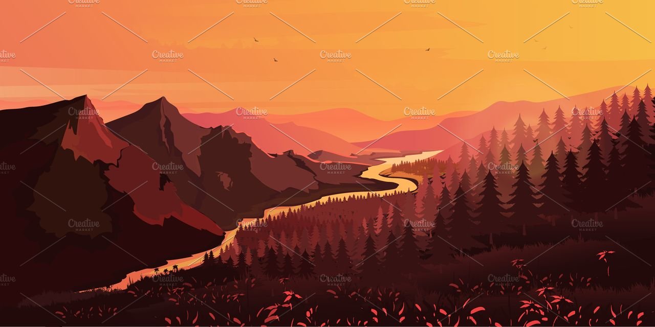 Landscape Mountains and Forest preview image.