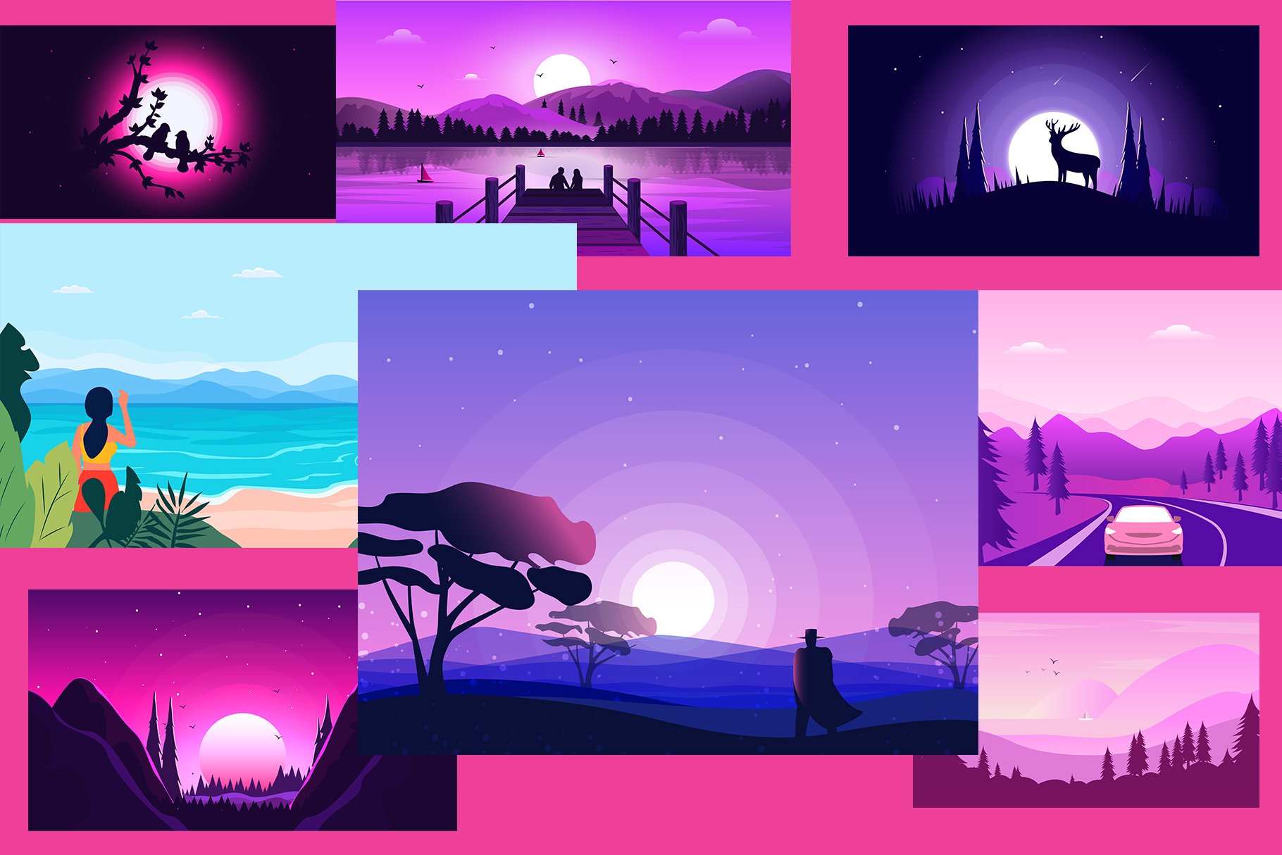 9 vector illustrations bundle cover image.