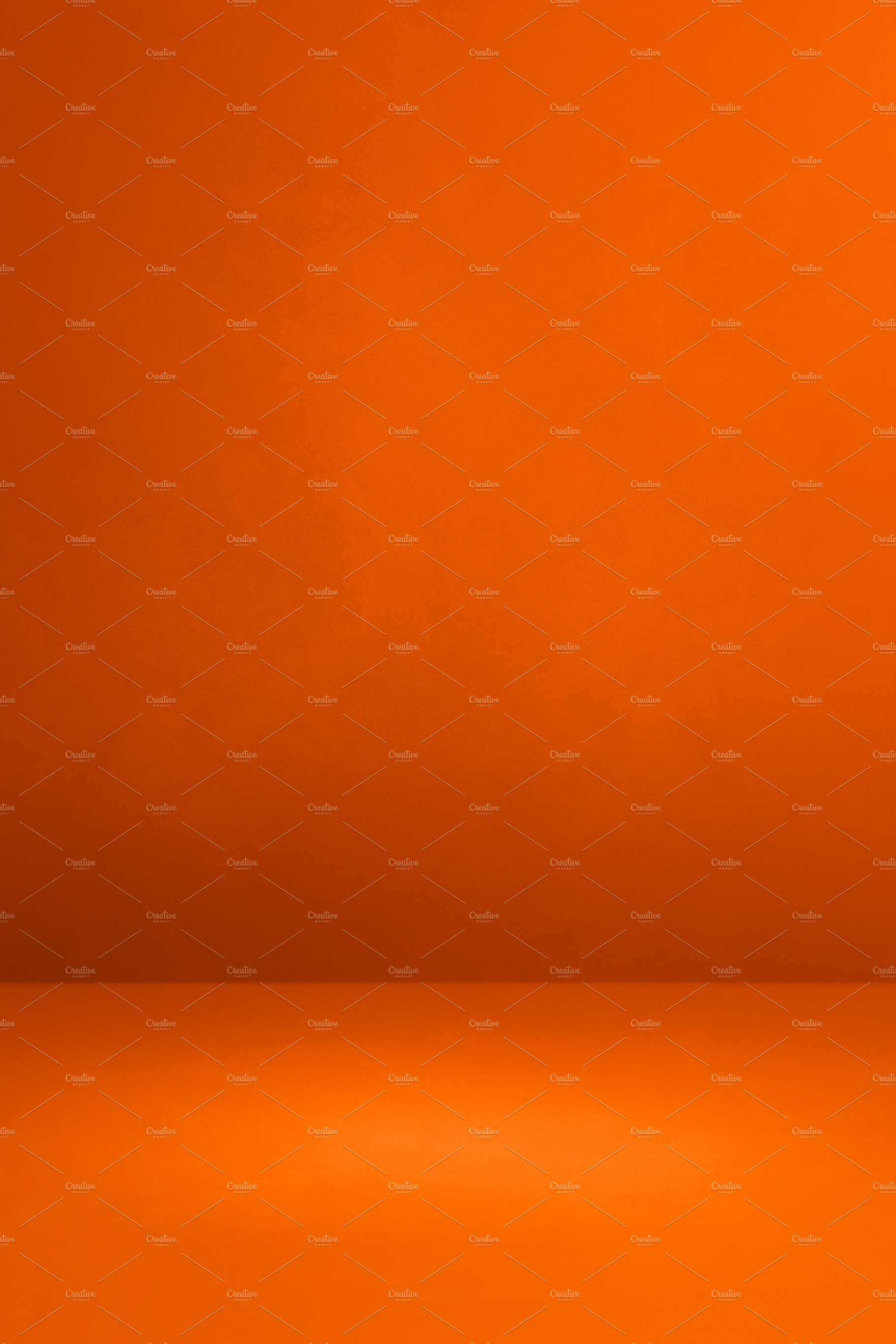 Empty orange concrete interior background cover image.