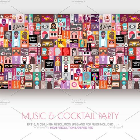 Music & Cocktail Party vector design cover image.