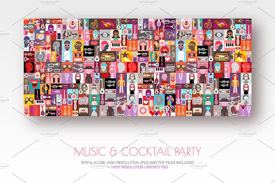 Music & Cocktail Party vector design cover image.