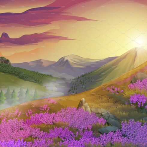 Lavender, summer evening landscape cover image.