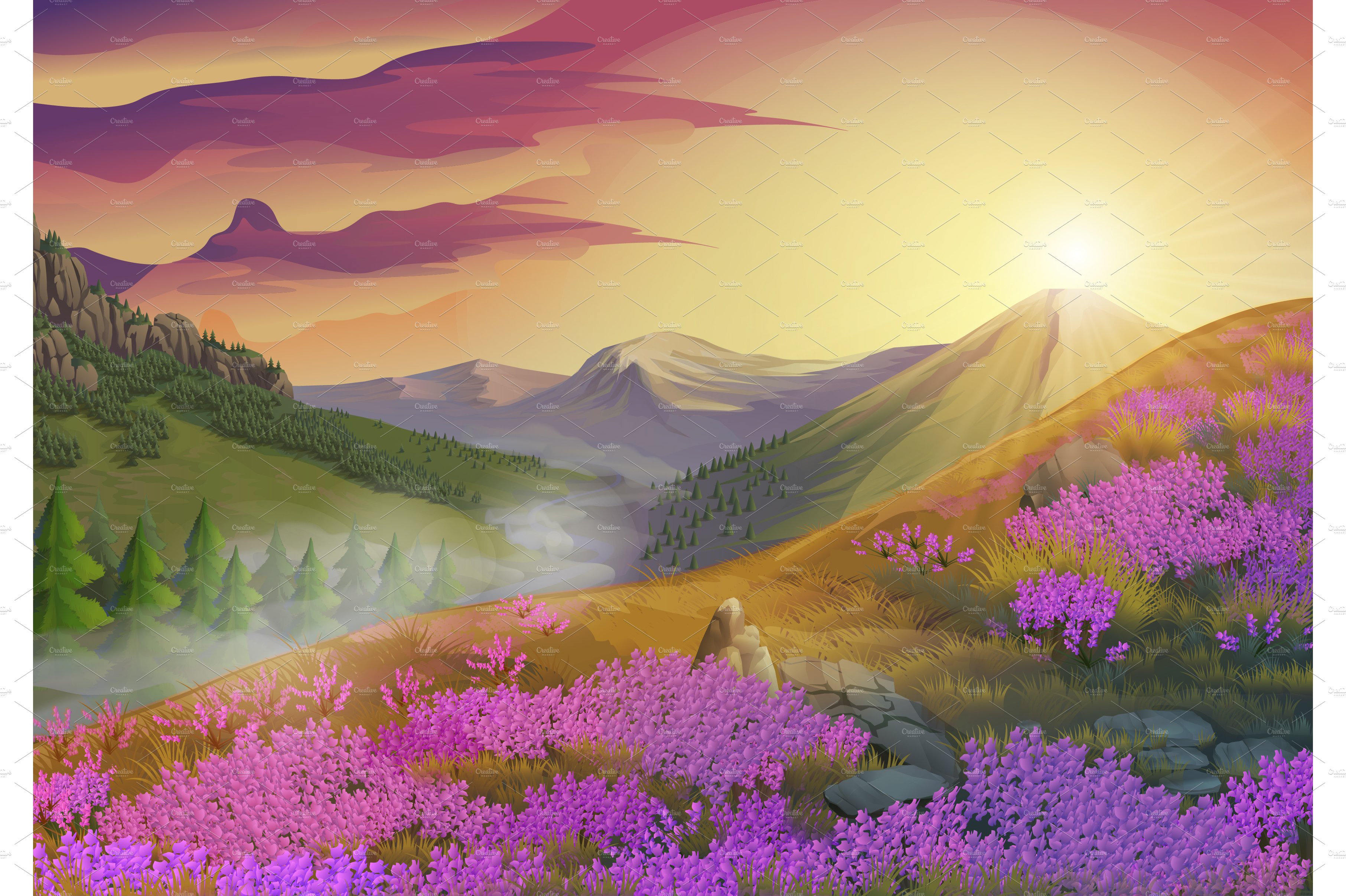 Lavender, summer evening landscape cover image.