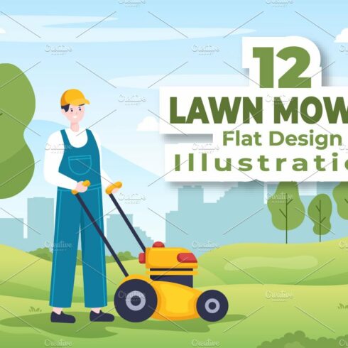 12 Lawn Mower Illustration cover image.