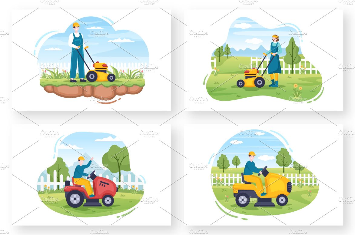 12 Lawn Mower Illustration preview image.