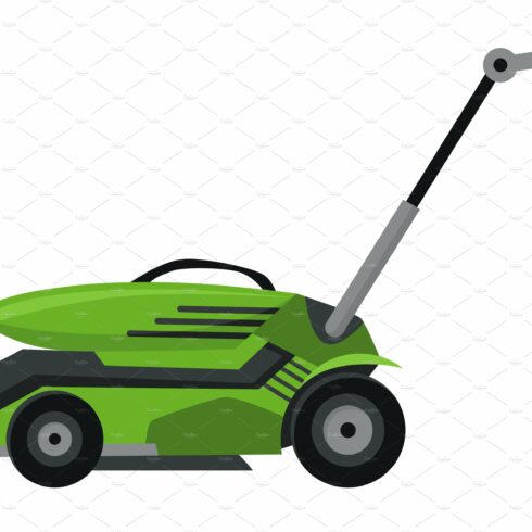 Lawn mower machine in green cover image.