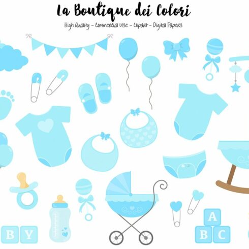 Blue New Baby Boy Clipart cover image.