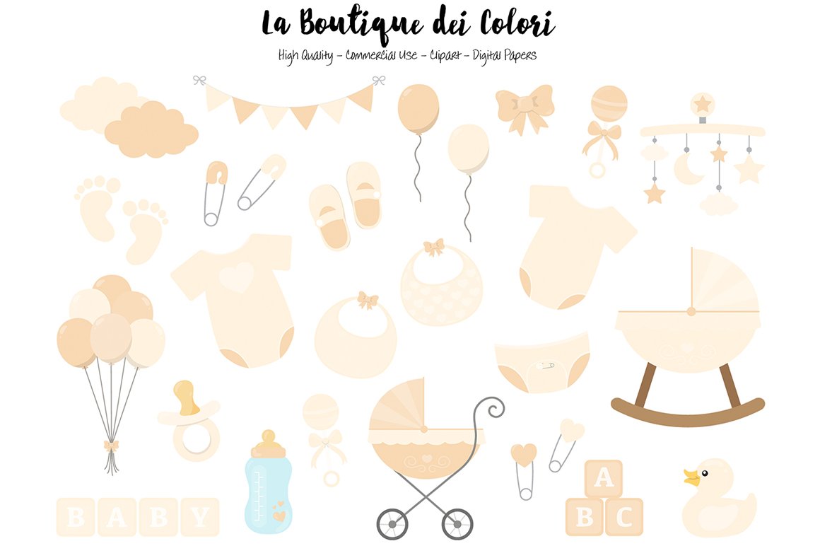 Ivory New Baby Clipart cover image.