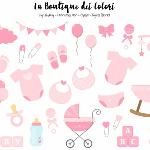 Pink New Baby Girl Clipart cover image.