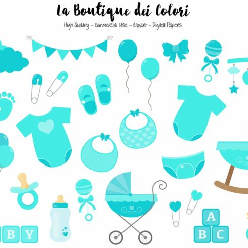 Turquoise New Baby Clipart cover image.