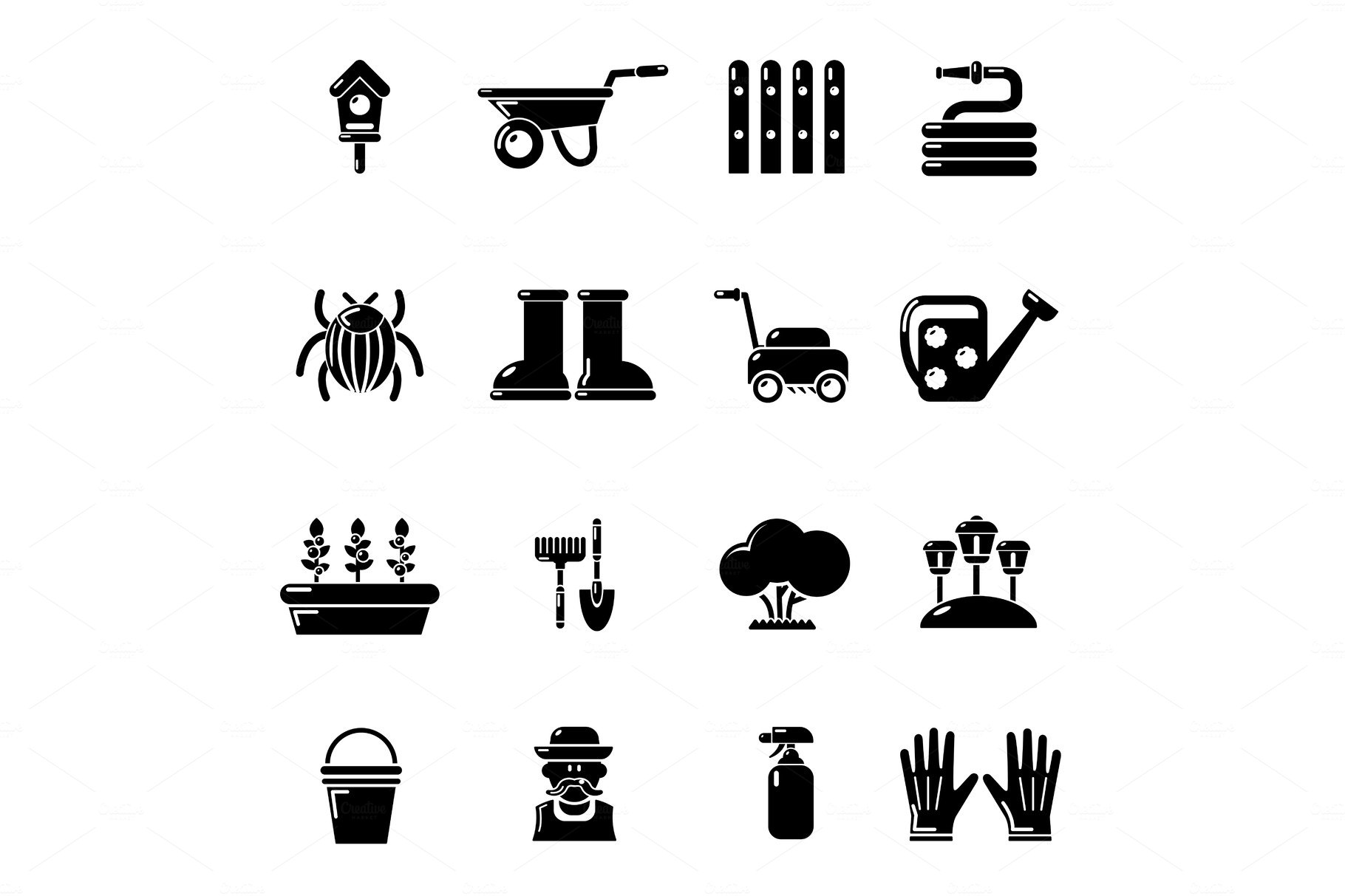 Gardener icons set, simple style cover image.