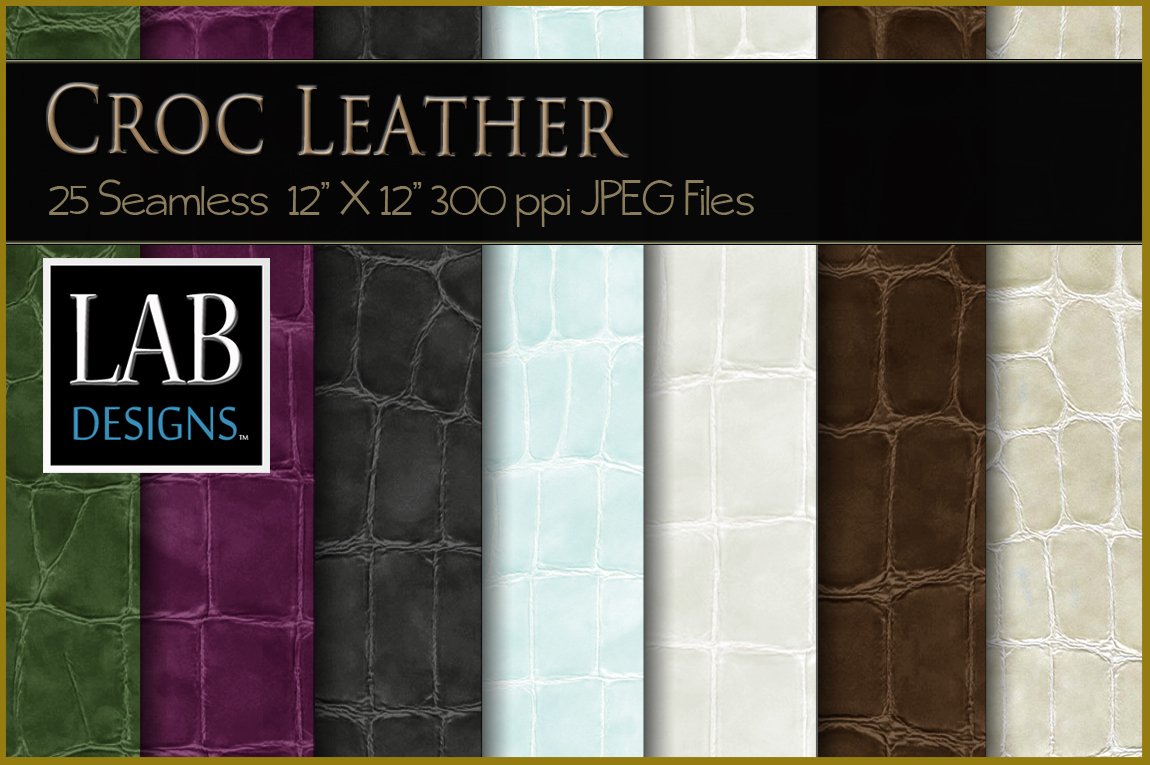 25 Seamless Croc Leather Textures cover image.