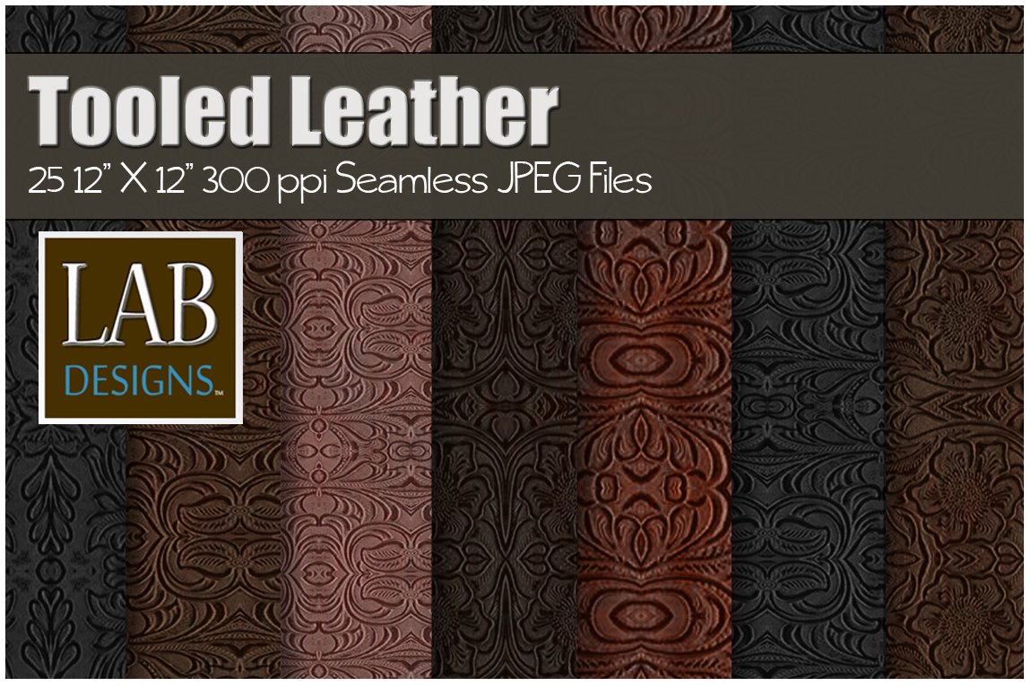 25 Tooled Leather Textures Seamless cover image.
