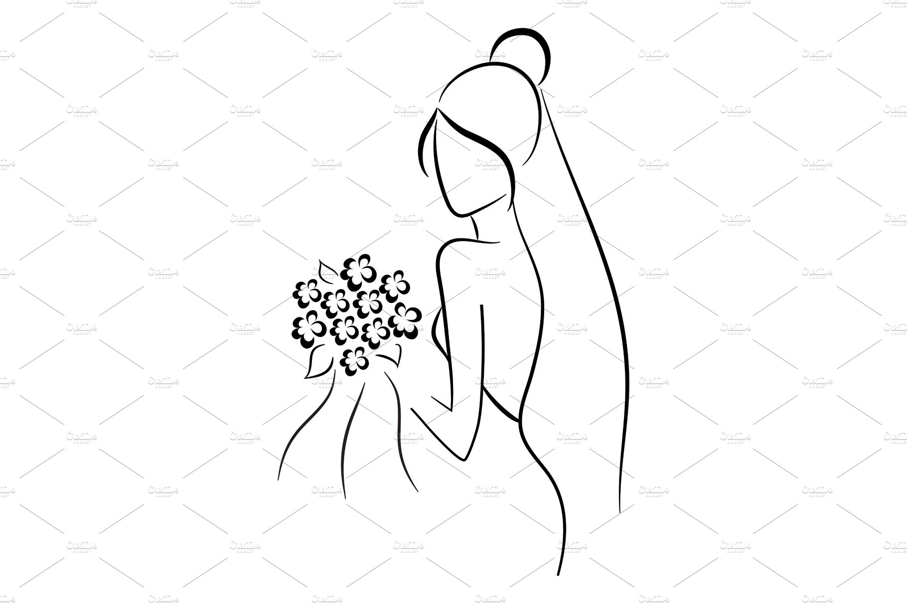Beautiful Bride, vector illustration cover image.