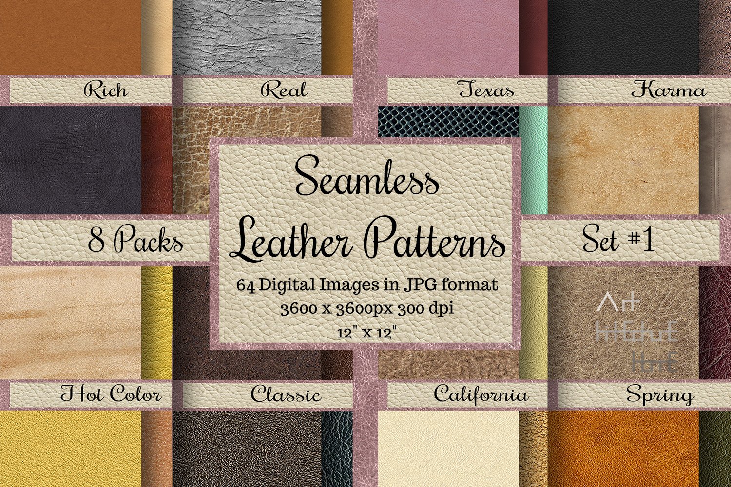 64 Seamless Leather Patterns Set 1 cover image.