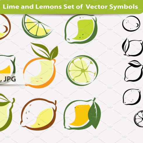 Lime and Lemons Set of Symbols cover image.