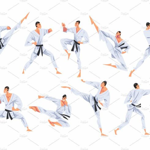 Man Doing Karate in Various Poses cover image.