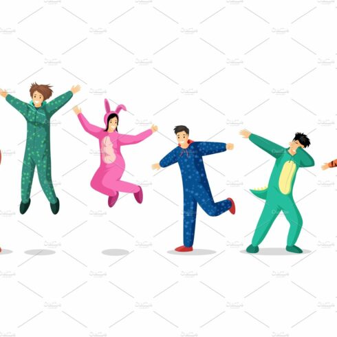 People in pajamas vector cover image.