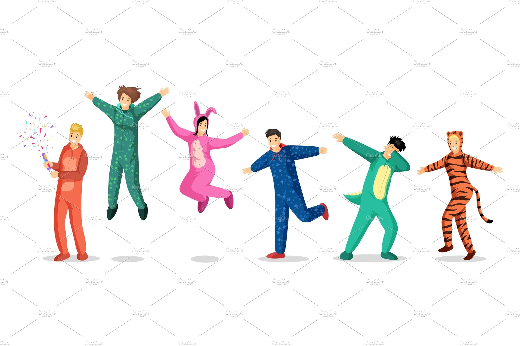 People in pajamas vector cover image.