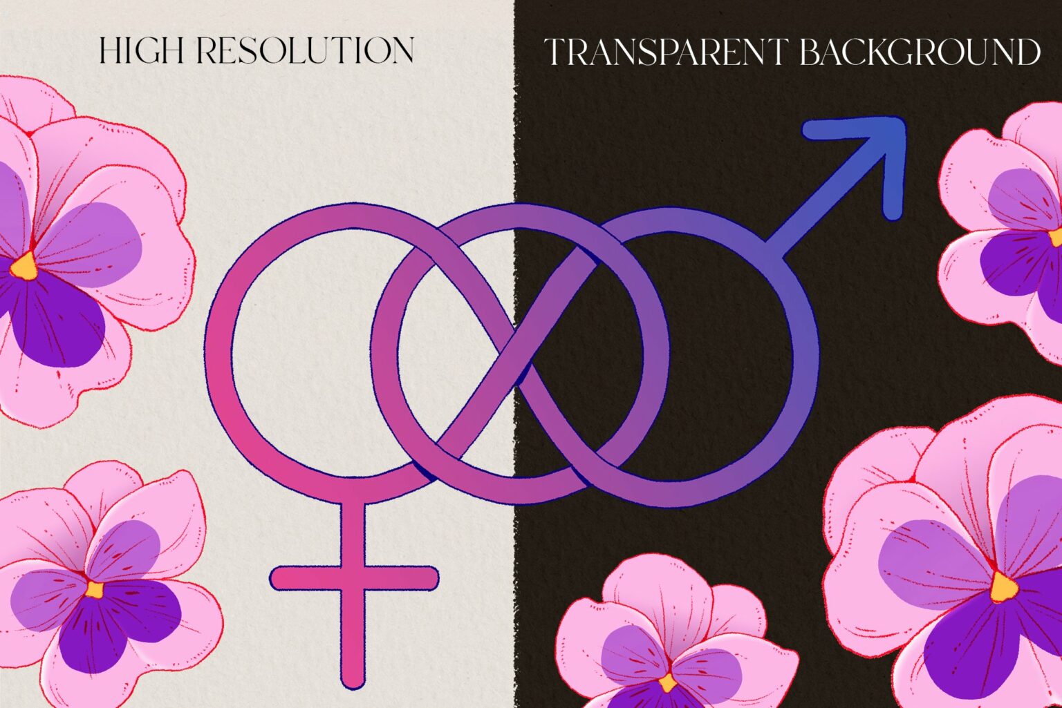 LGBT flowers & symbols. Pride Month MasterBundles