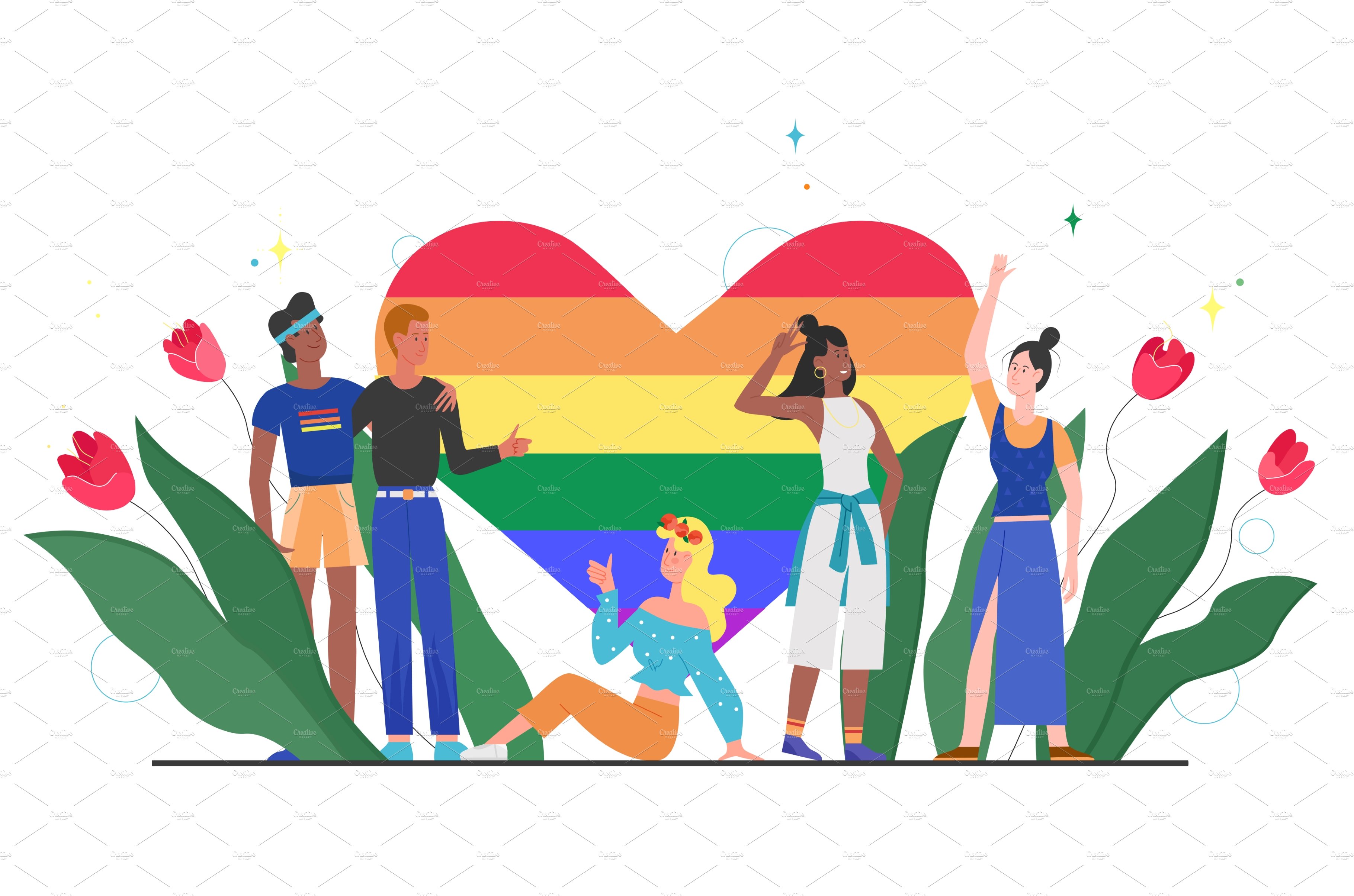 LGBT pride rainbow heart concept cover image.