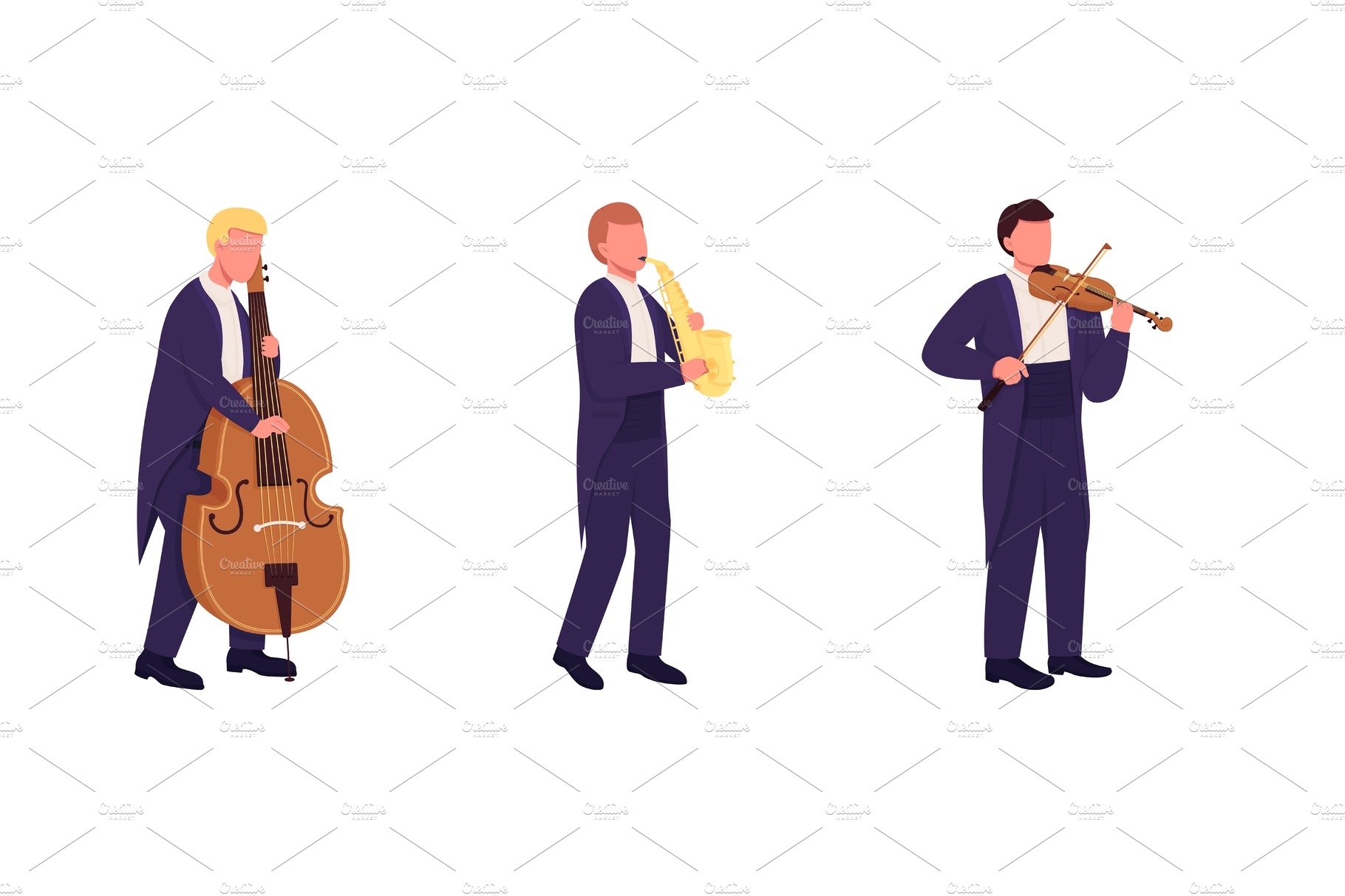 Orchestra musicians character set cover image.