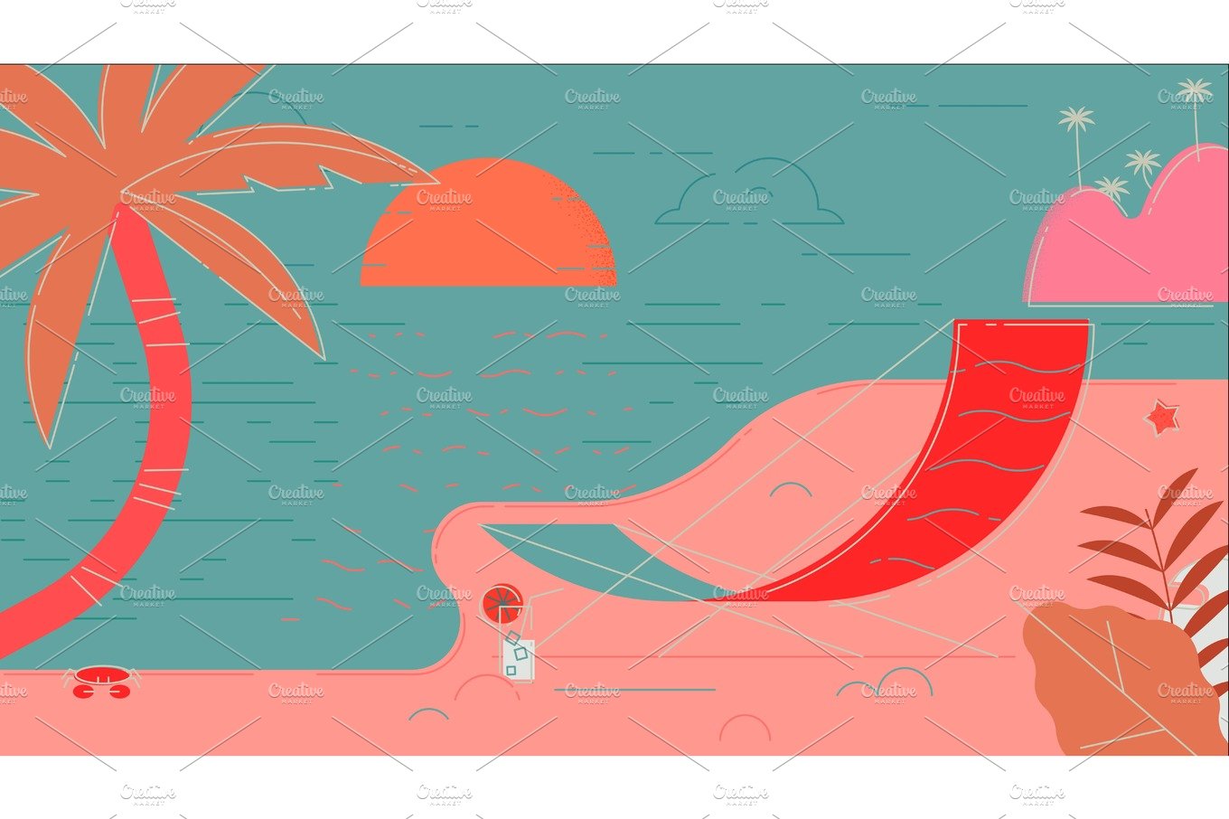 Beach Summer Vector Illustration cover image.