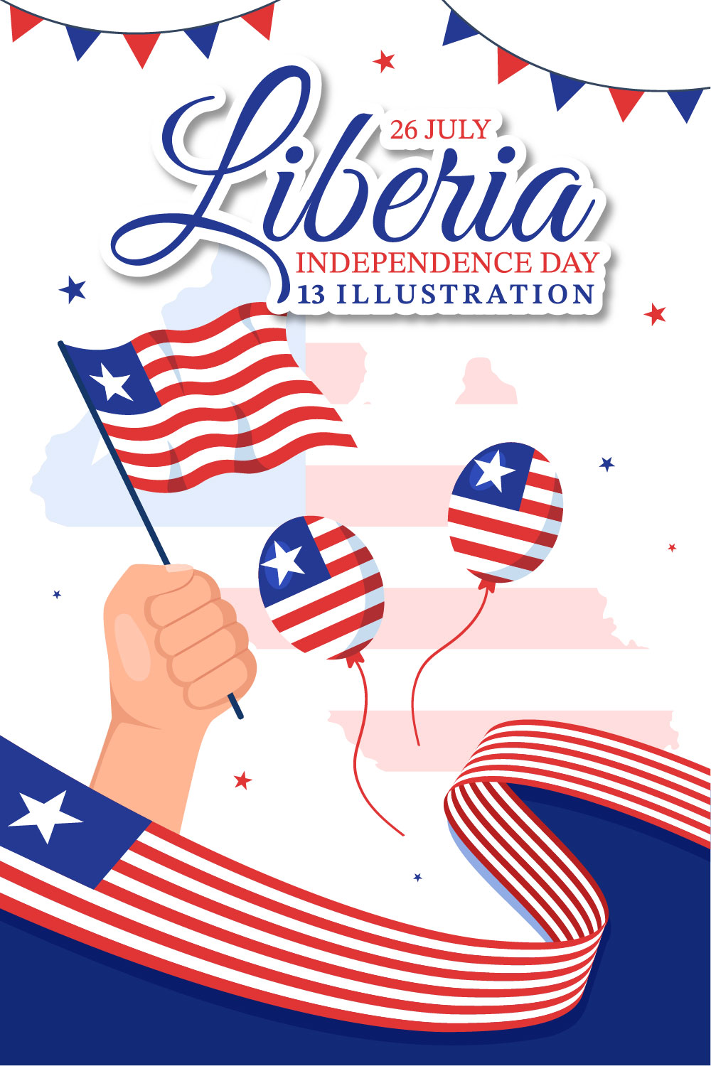13 Happy Liberia Independence Day Illustration pinterest preview image.