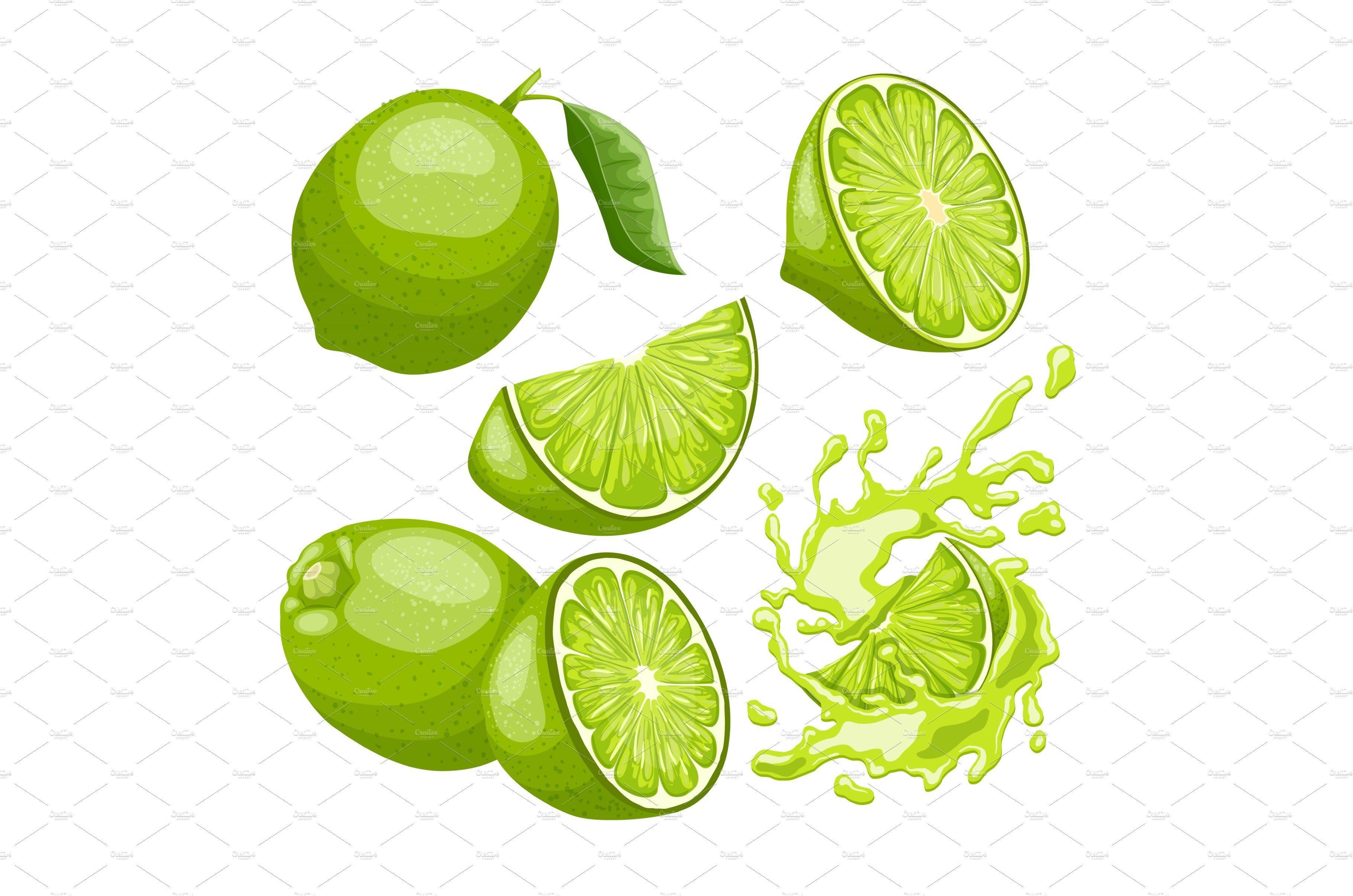 lime green fruit set cartoon vector cover image.