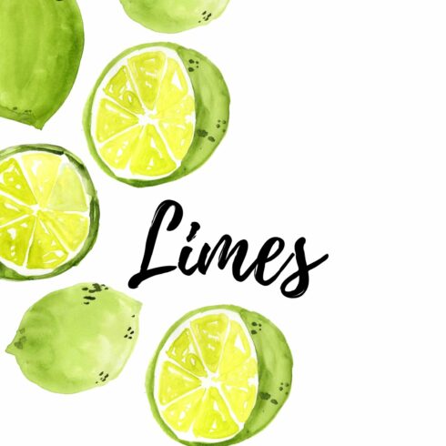 Watercolor citrus lime clipart cover image.